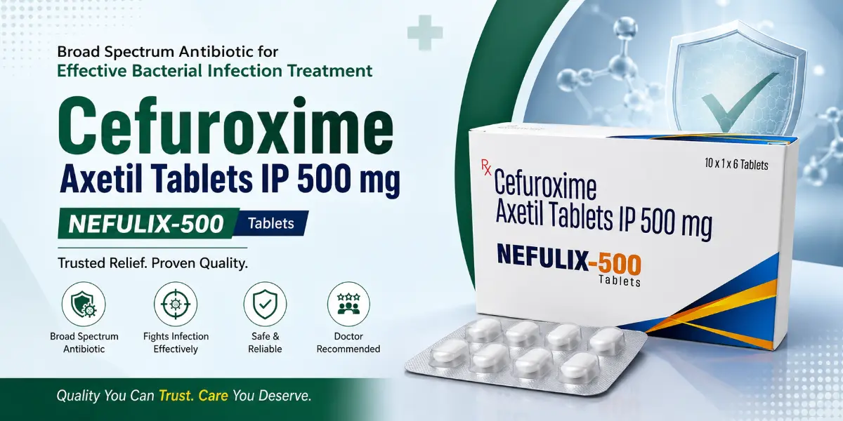 Cefuroxime Axetil Tablets IP 500 mg NEFULIX-500 manufactured by Qonexa Lifecare Pvt. Ltd.