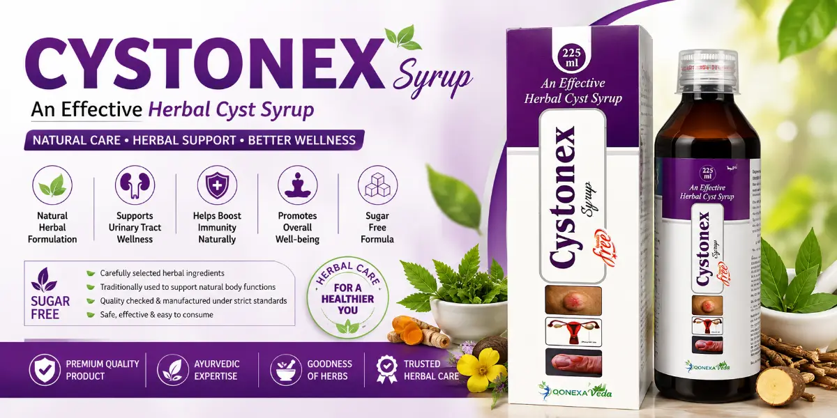 Cystonex Syrup Herbal Cyst Syrup Ayurvedic Cyst Syrup Sugar Free Herbal Syrup Cystonex Herbal Syrup Herbal Wellness Syrup Best Herbal Cyst Syrup Ayurvedic Wellness Syrup Natural Herbal Syrup Qonexa Veda Cystonex Syrup